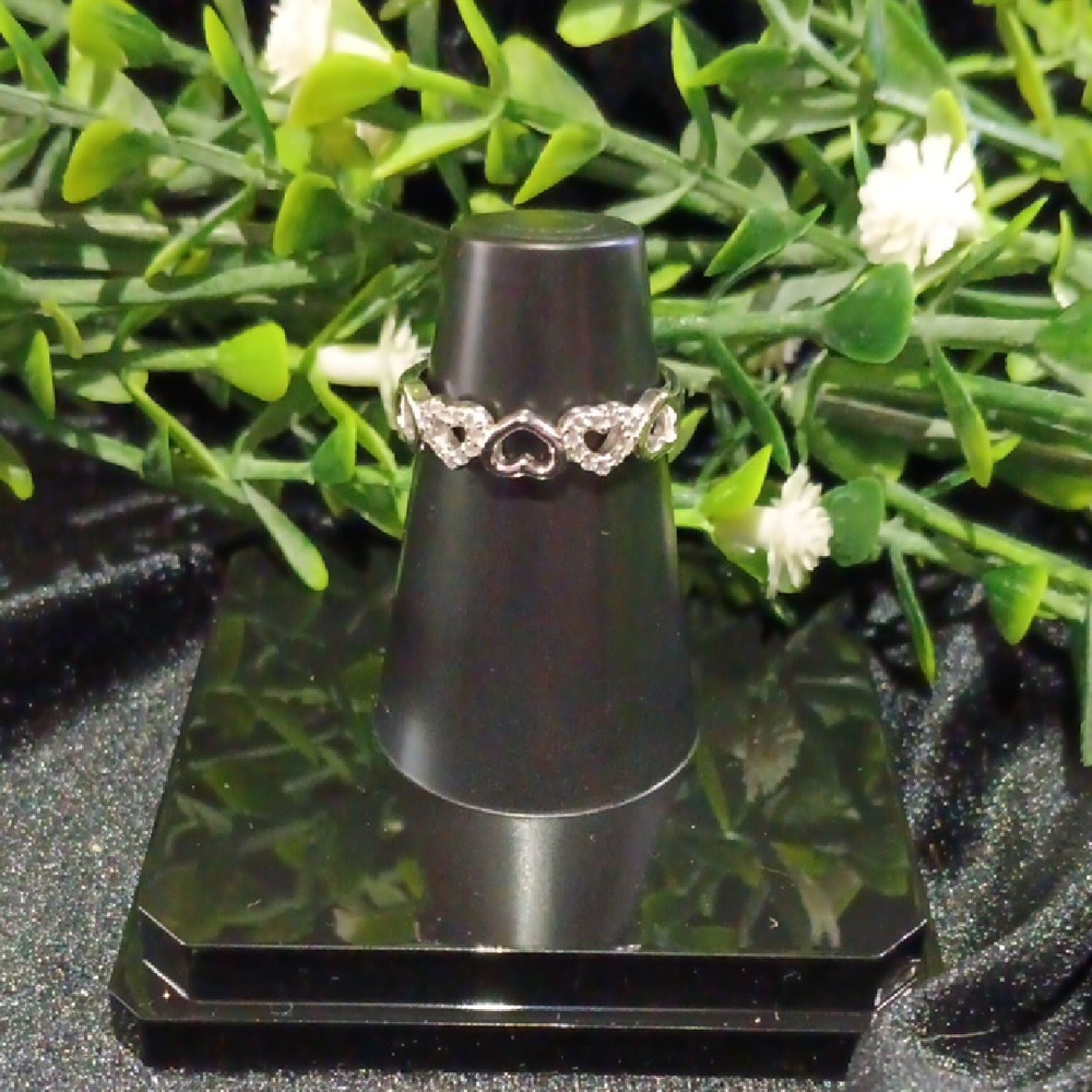 Dainty Moissanite Sterling Silver Heart Ring
